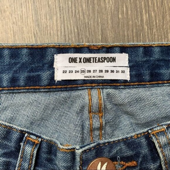 Revolve One Teaspoon Ford Freebirds Skinny Straight Jeans Distressed Ankle Zip - Picture 12 of 16